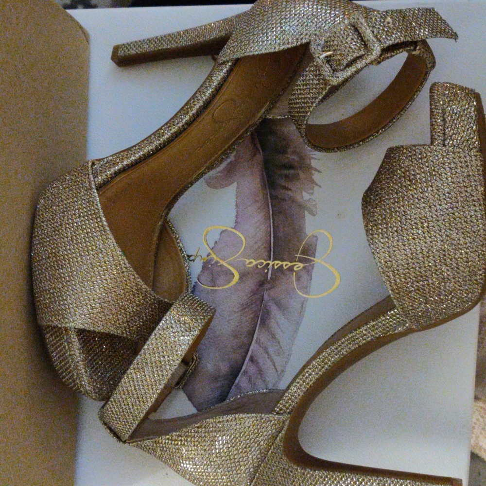 Open toe, ankle strap heels. Beautiful
